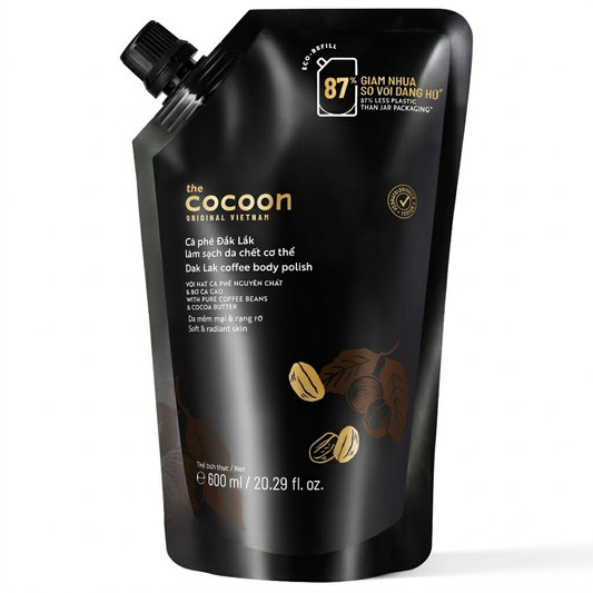 Cocoon Vietnam - Dak Lak Coffee Body Polish (Cà Phê Đắk Lắk Làm Sạch Da Chết Cơ Thể) with Pure Coffee Beans & Cocoa Butter Refill 600ml.