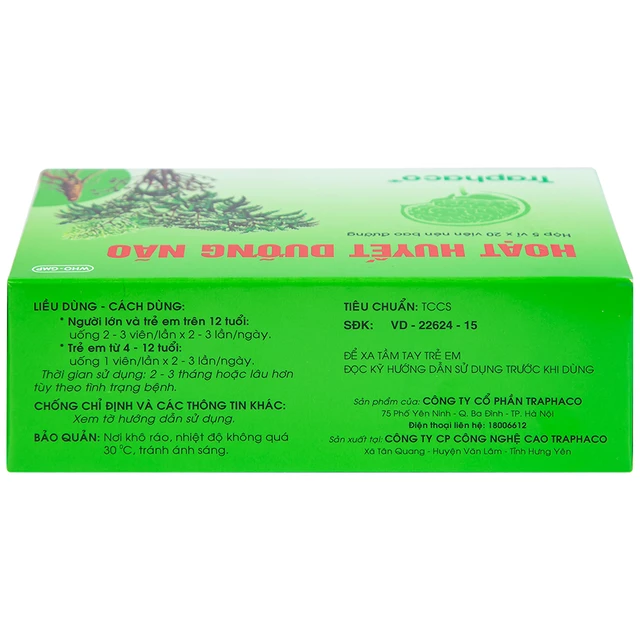 Traphaco - Hoạt Huyết Dưỡng Não - Blood Circulation and Brain Nourishment Supplement Tuần Hoàn Máu & Não Bộ (100 Capsules)