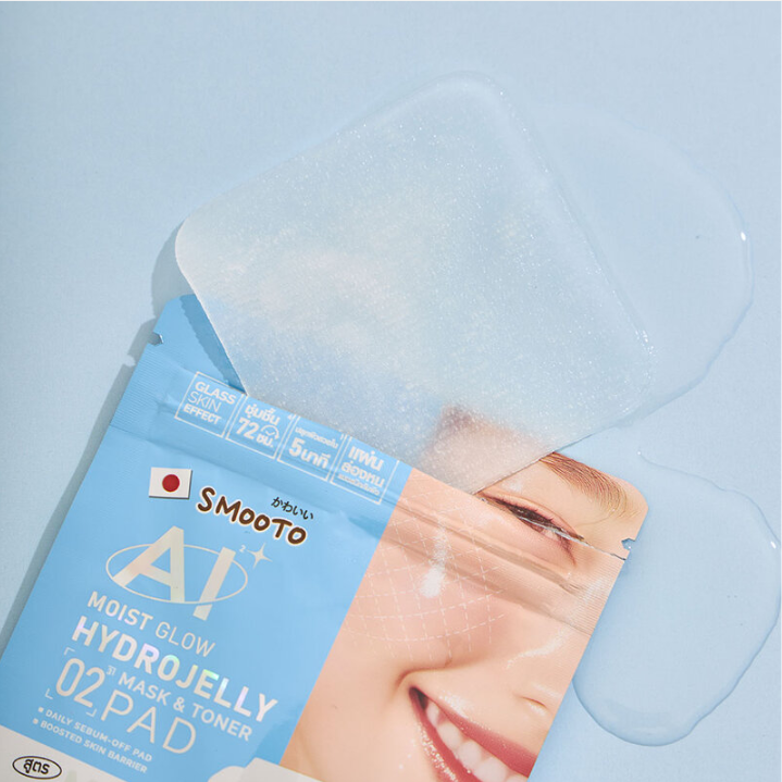 Smooto - AI Moist Glow Hydrojelly Mask & Toner Pads with Ceramide - 8 Pads (Pack of 6 = 48 pads)