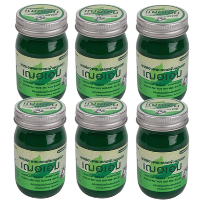 Cher-aim - Green Balm | Clinacanthus Nutan Balm 65g. (Pack of 6) | Relieve Muscle Aches and Ailments