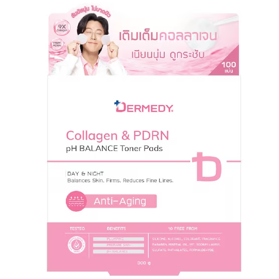 Dermedy - Collagen & PDRN Anti-Aging pH Balance Toner Pads 300g. (100 Pads)