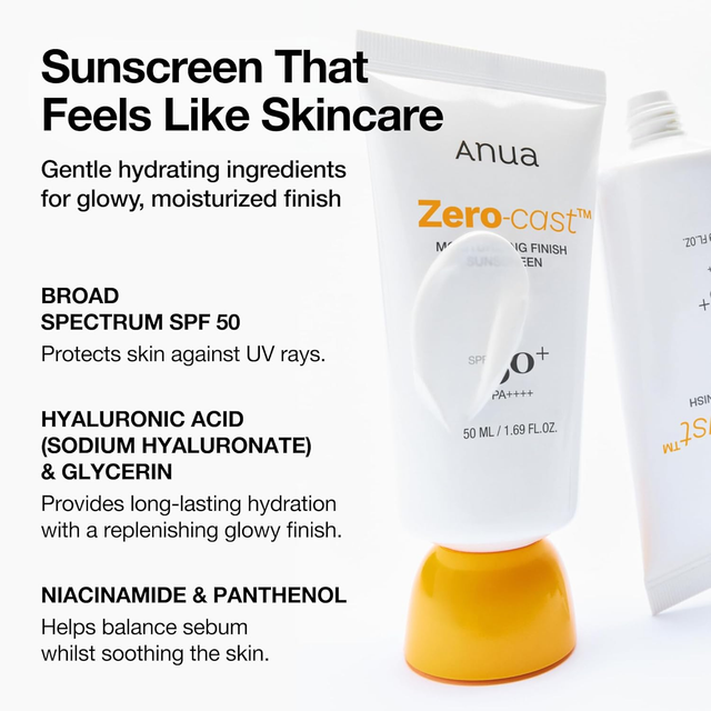 Anua - Zero-Cast Moisturizing Finish Sunscreen SPF50+ PA++++ 50ml.