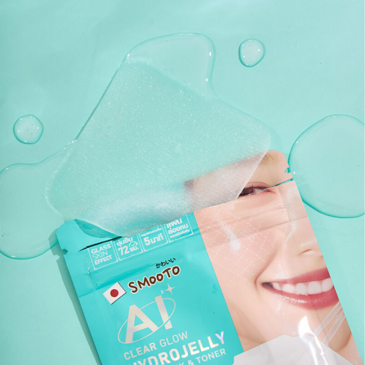 Smooto - AI Clear Glow Hydrojelly Mask & Toner Pads with Willow Bark and Niacinamide - 8 Pads (Pack of 6 = 48 pads)