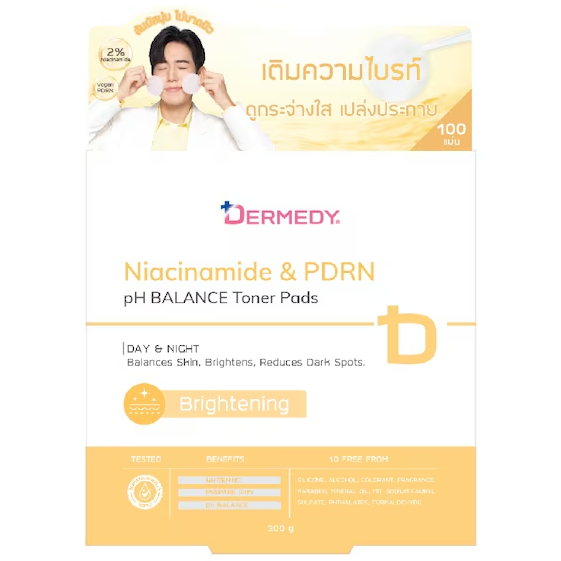 Dermedy - Niacinamide & PDRN pH Balance Brightening Toner Pads 300g. (100 Pads)