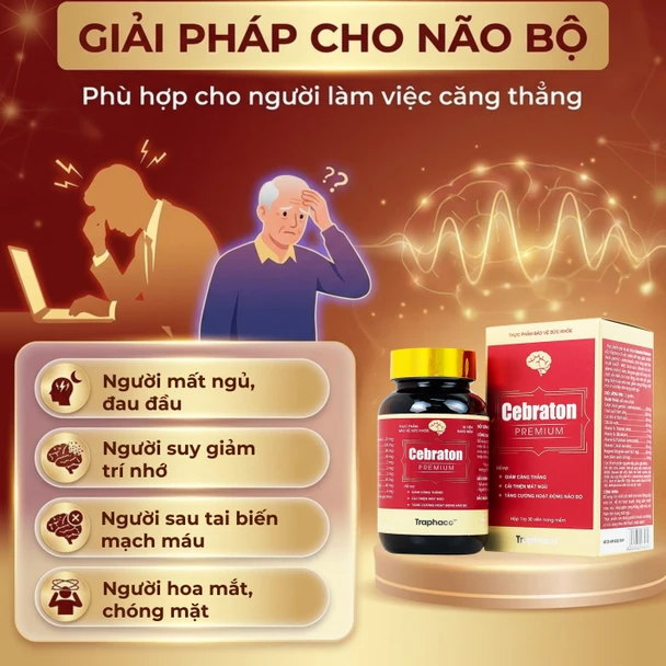 Traphaco - Cebraton Premium - Vitamin Supplement for Brain Health, Viên Uống Bổ Sung Vitamin Cho Não, Improves Brain Blood Circulation (30 tablets)