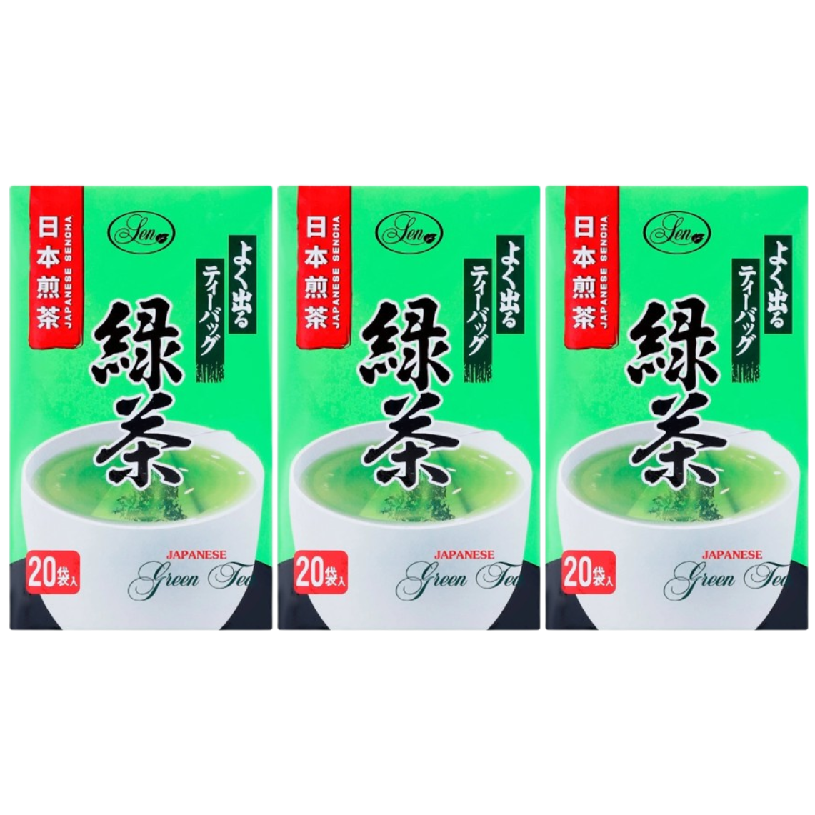 Sen - Japanese Sencha Green Tea, 20 bags 40g. (Pack of 3)