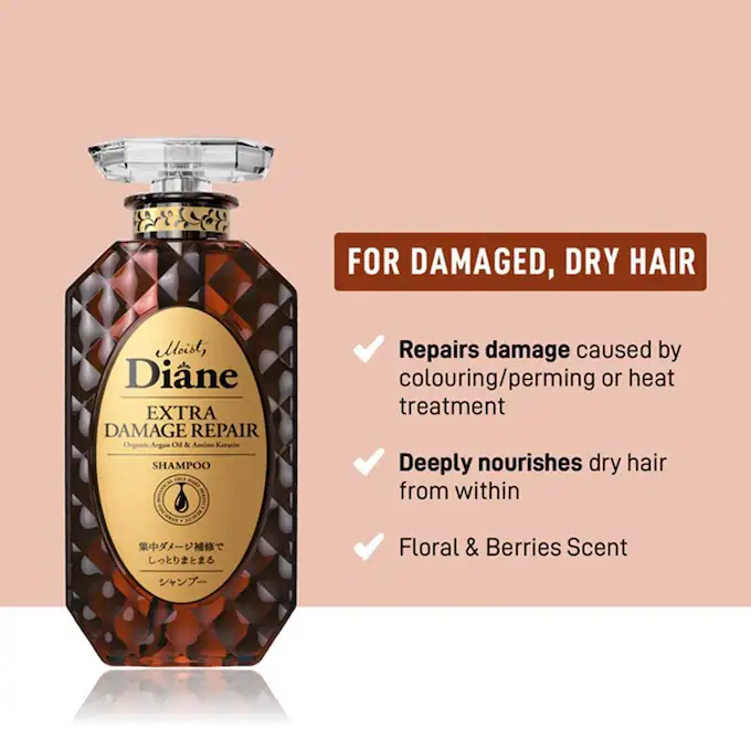 Moist Diane - Extra Damage Repair Shampoo with Organic Argan Oil & Amino Keratin 450ml.