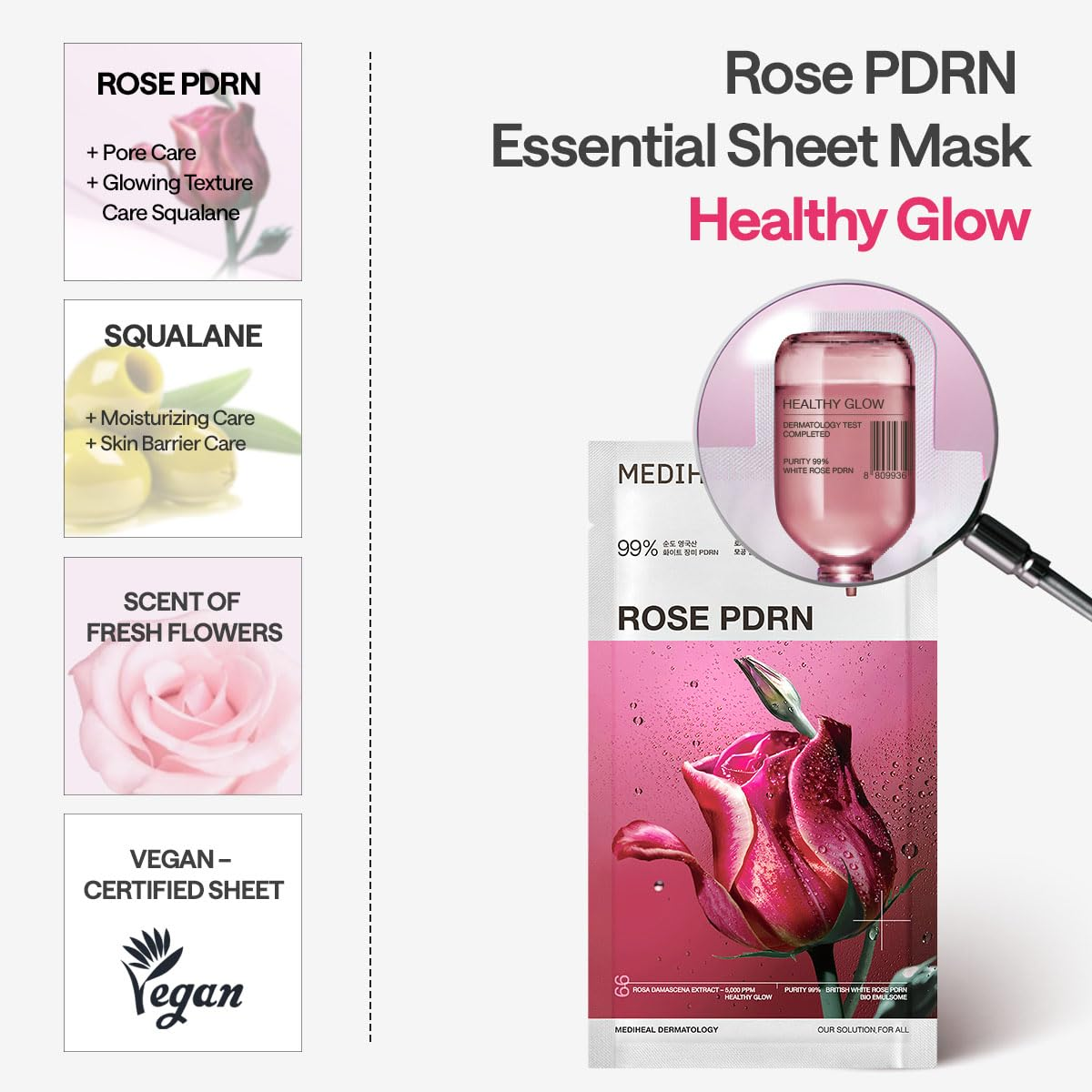 Mediheal - Rose PDRN Essential Mask Healthy Glow 24ml. (Pack of 4)