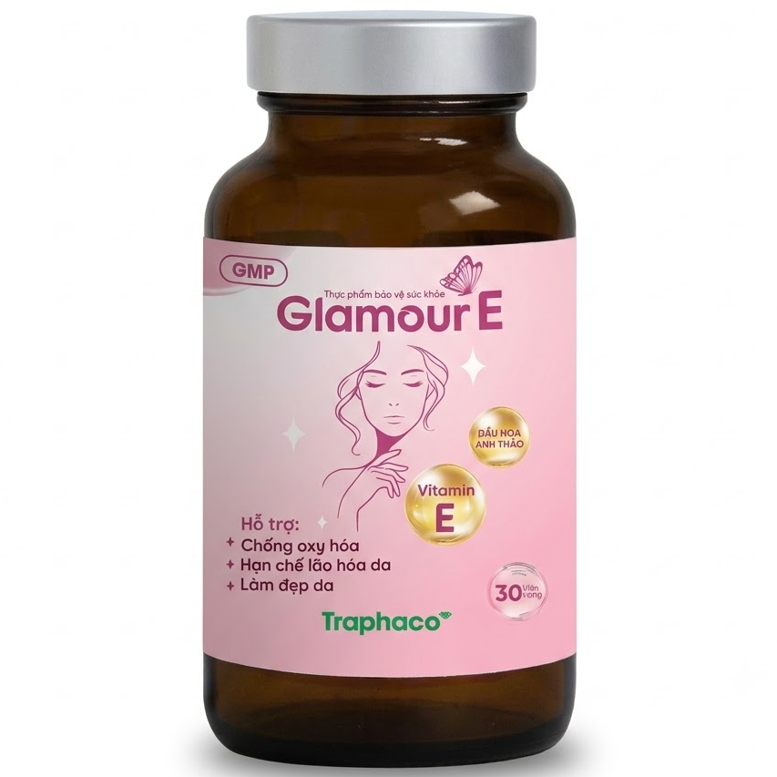 Traphaco - Glamour E - Vitamin E Supplement for Skin Beauty & Hormonal Balance Hỗ Trợ Nội Tiết Đẹp Da (30 Capsules)