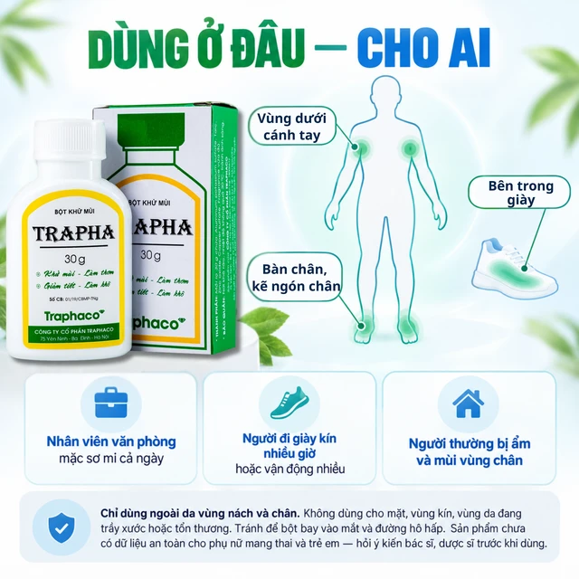 Traphaco - Trapha - Deodorant Powder Bột Khử Mùi 30g. (Pack of 3)