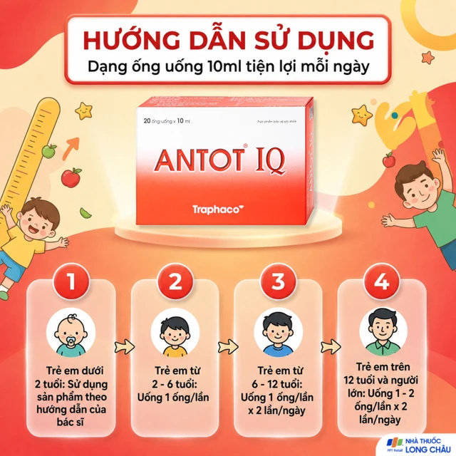 Traphaco - Antot IQ - Pediatric Growth, Brain & Physical Boost Liquid Siro Phát Triển Trí Não Và Thể Chất Cho Trẻ for Kids (20 Ampoules x 10ml.)