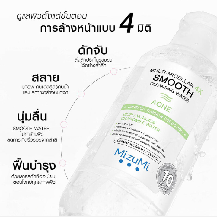 MizuMi - Multi-Micellar 4X Smooth Cleansing Water Acne 500ml.