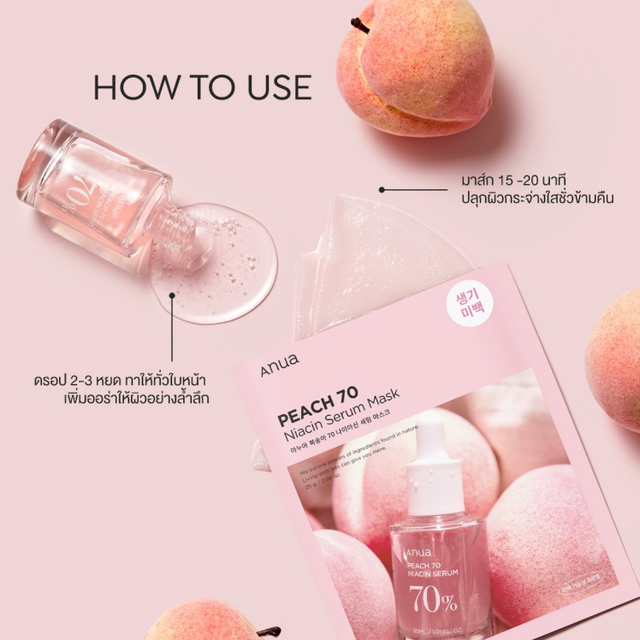 Anua - Peach Niacin Serum Mask 25ml. (Pack of 6)