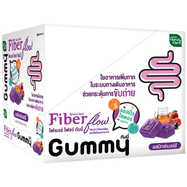 Handy Herb - Fiber Flow Gummy Apple Cider Vinegar XS Mixed Berry Flavor (Box of 6 sachets, 4 pcs. per sachet)