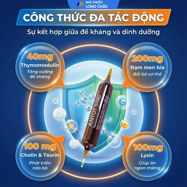 Traphaco - Antot Thymo - Liquid Tonic for Child Immunity Boost, Appetite Tăng Sức Đề Kháng & Kid's Growth (20 Oral Tubes)