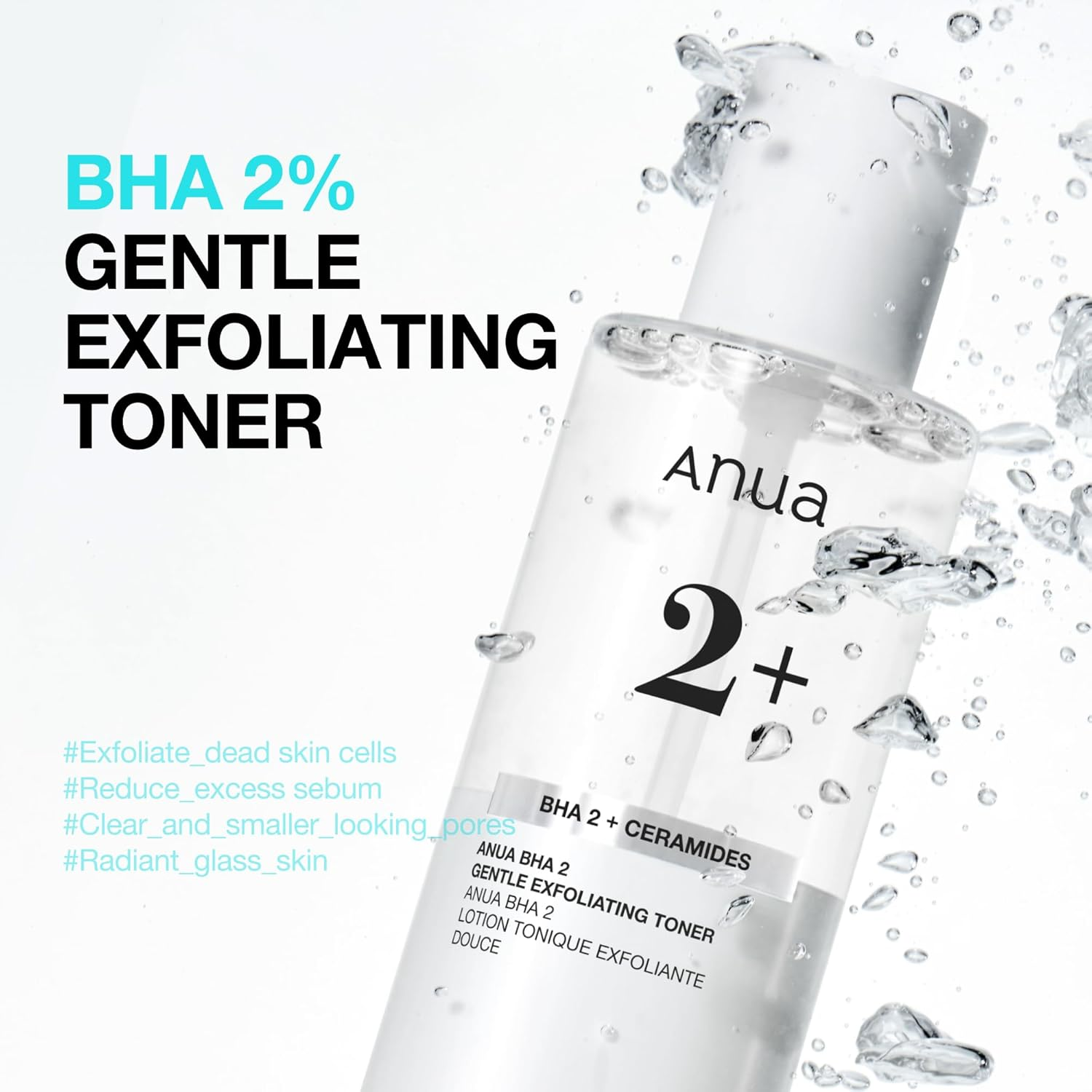 Anua - 2+ BHA 2 + Ceramides Gentle Exfoliating Toner 150ml.