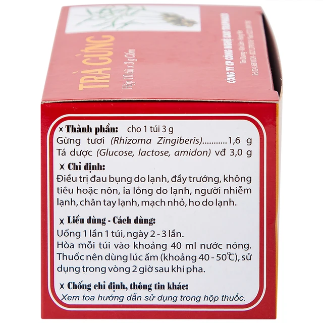 Traphaco - Trà Gừng - Instant Ginger Tea for Body Warming Trà Gừng Hòa Tan Giữ Ấm Nhanh Chóng 3g. (10 Sachets)