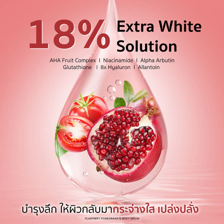 Plantnery - Pomegranate AHA Extra White Red Body Serum 250ml.