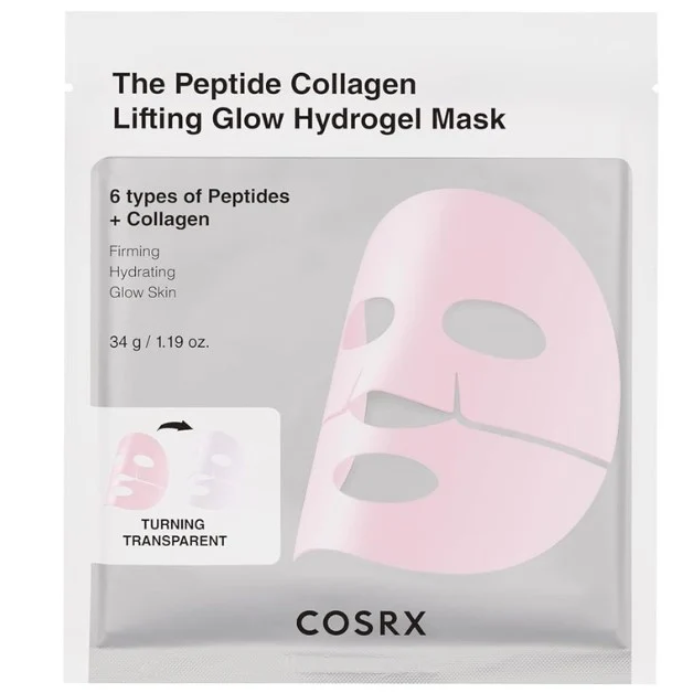 COSRX - The Peptide Collagen Lifting Glow Hydrogel Mask with 6 Types of Peptides + Collagen, 1 Sheet (Pack of 3)