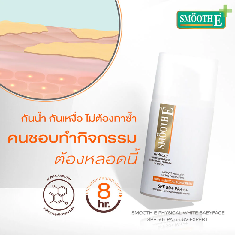 Smooth E - Physical White Extra Fluid SPF50+/PA+++ 20g.
