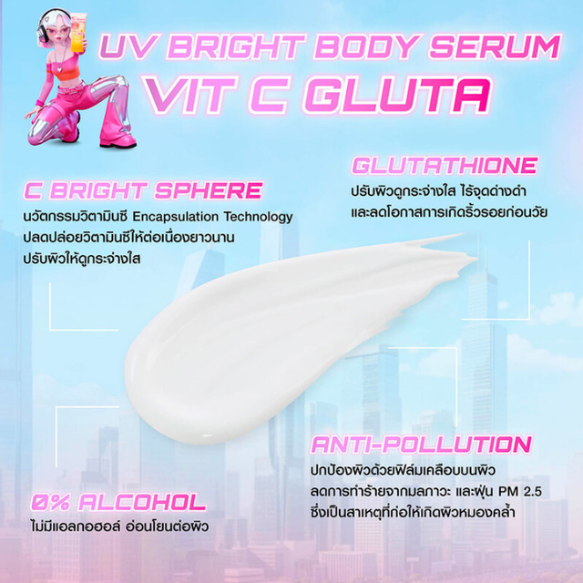 MizuMi - UV Bright Body Serum Vit C Gluta 180ml.