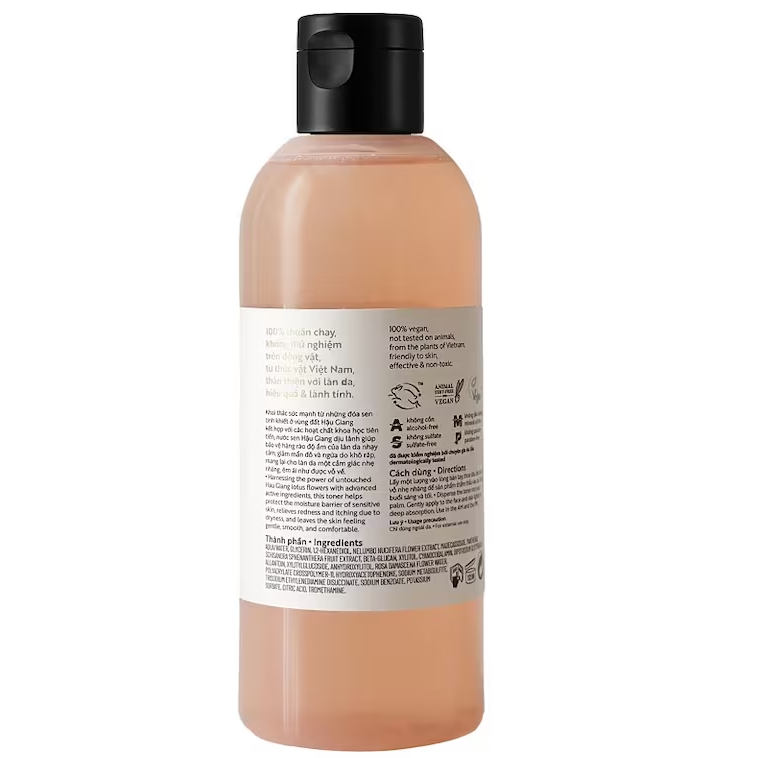 Cocoon Vietnam - Hau Giang Lotus Soothing Toner (Nước Sen Hậu Giang) with Lotus Extract, Madecassoside, B5, B12, Beta-Glucan & Sweetone®, Alcohol-Free 310ml.