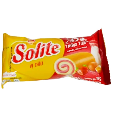 KINH DO - Solite - Rolled Sponge Cake Cuộn Kinh Đô Khay Cuộn Dâu Strawberry Roll 360g.