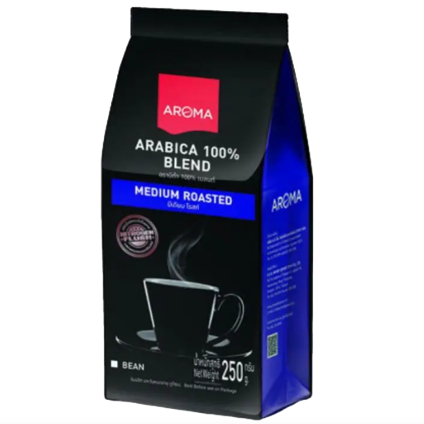 Aroma - Arabica 100% Blend Medium Roasted Coffee Beans 250g.