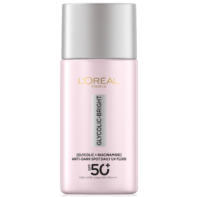 L'Oréal - Glycolic-Bright Anti-Dark Spot Daily UV Fluid SPF50+ with Glycolic + Niacinamide 50ml.