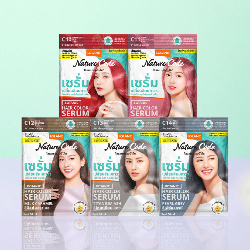 Lolane - Nature Code Botanic Hair Color Serum #C12 Milk Caramel 60ml. (Pack of 3)