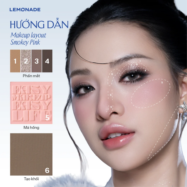 Lemonade - Aesthetic - Multi-Task Face Palette Bảng Phấn Mít Đa Năng Aesthetic Multi-task Palette - Smokey Pink 10.8g.