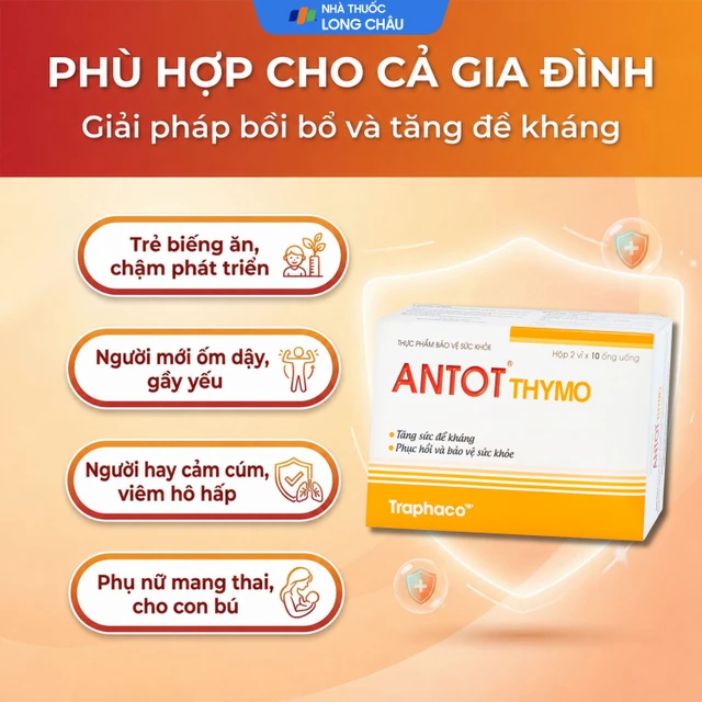 Traphaco - Antot Thymo - Liquid Tonic for Child Immunity Boost, Appetite Tăng Sức Đề Kháng & Kid's Growth (20 Oral Tubes)