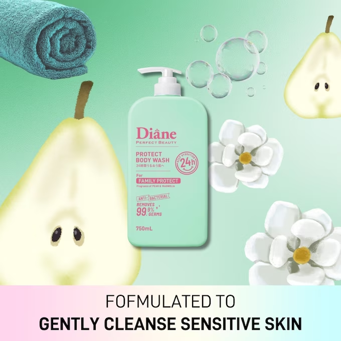 Moist Diane - Protect Body Wash for Family Protect, Anti-Bacterial, Pear & Magnolia 750ml.