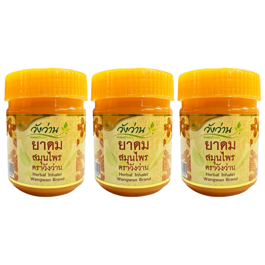 Wangwan Brand - Thai Herbal Inhaler Soothing and Relieving Cold - Yadom (Pack of 3) - Made in Thailand