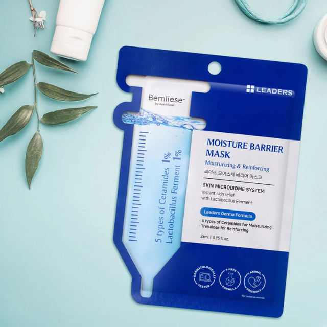 Leaders - Moisture Barrier Face Mask with 5 types of Cermides and Trehalose 28ml. (Pack of 3)