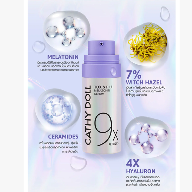 Cathy Doll - Tox & Fill Melatonin Serum 9X Peptides 15ml.