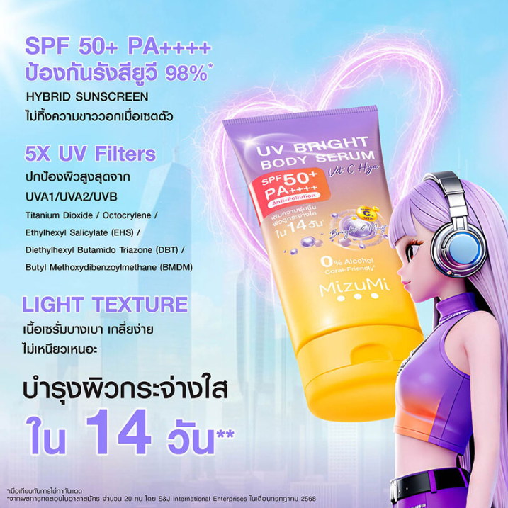 MizuMi - UV Bright Body Serum Vit C Hya 180ml.