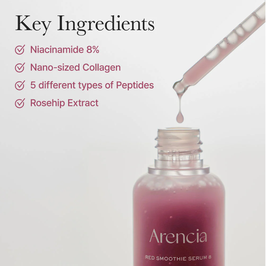 Arencia - Red Smoothie Serum 8 with Niacinamide 8% + Collagen & Peptide 30ml.