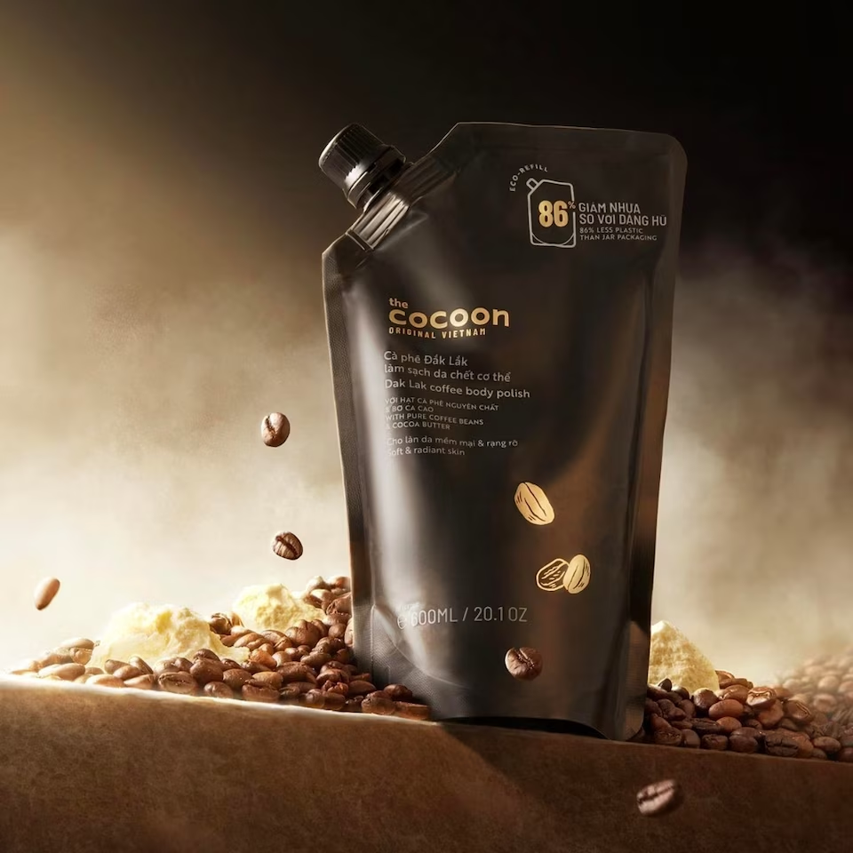 Cocoon Vietnam - Dak Lak Coffee Body Polish (Cà Phê Đắk Lắk Làm Sạch Da Chết Cơ Thể) with Pure Coffee Beans & Cocoa Butter Refill 600ml.