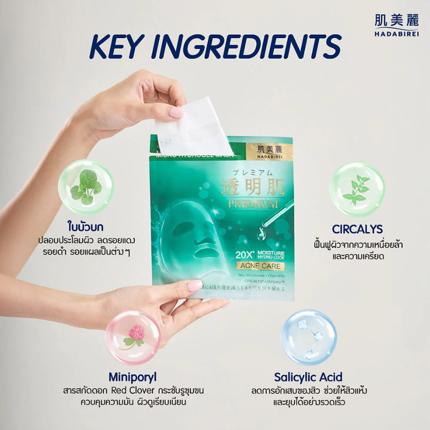 Hadabirei - Premium Acne Care Micro-Hydrogel Face Mask 20g. (Pack of 3)