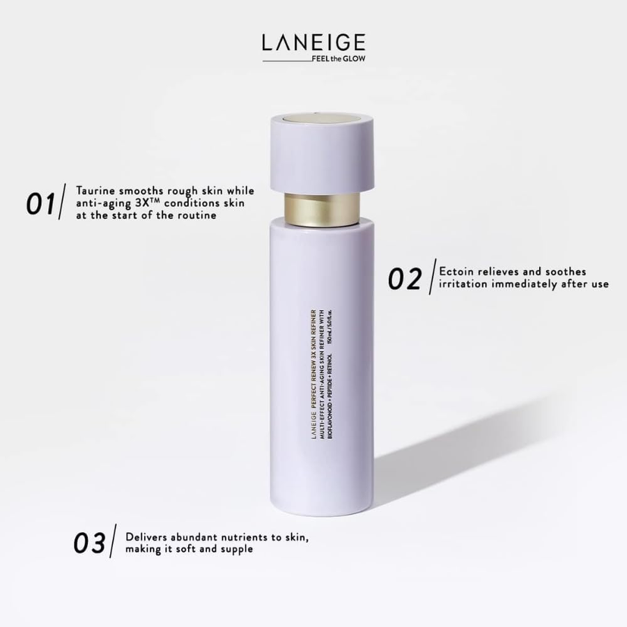 Laneige - Perfect Renew 3X Skin Refiner Anti-Aging with Bioflavonoid, Peptide and Retinol 150ml.