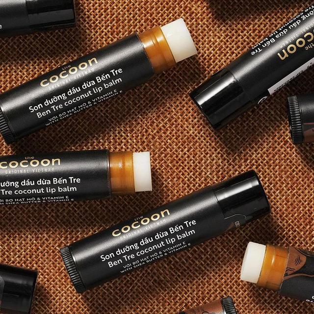 Cocoon Vietnam - Ben Tre Coconut Lip Balm (Son Dưỡng Dầu Dừa Bến Tre) with Shea Butter & Vitamin E 5g. (Pack of 3)