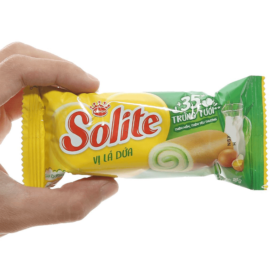 KINH DO - Solite - Rolled Sponge Cake Cuộn Kinh Đô Khay Cuộn Lá Dứa Pandan Leaf Roll 360g.