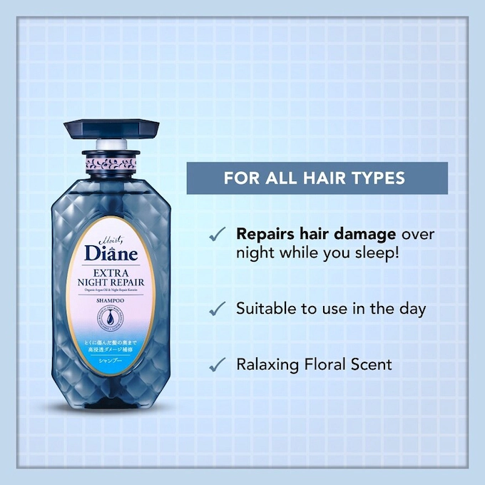 Moist Diane - Extra Night Repair Shampoo with Organic Argan Oil & Night Repair Keratin 450ml.