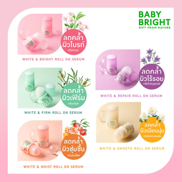 Baby Bright - White & Repair Roll On Serum 50ml.