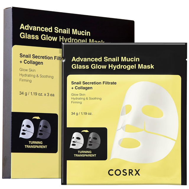 COSRX - Advanced Snail Mucin Glass Glow Hydrogel Mask with Snail Secretion Filtrate + Collagen, 1 Sheet (Pack of 3)