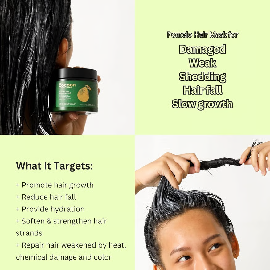 Cocoon Vietnam - Pomelo Hair Mask (Kem Ủ Tóc Bưởi) with Pomelo Oil, Vitamin B5 & Xylishine™ 200ml.