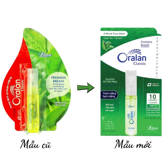 Lana - Oralan Classic Xịt Thơm Miệng No Sugar Tea Breath Spray 8ml. (Pack of 3)