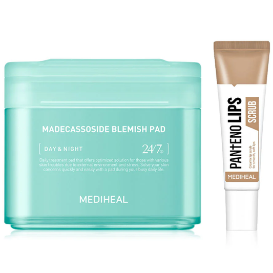 Mediheal - Bundle: 1x Madecassoside Blemish Pad 170ml. (100 Pads) + 1x Pantenolips Scrub 10ml.