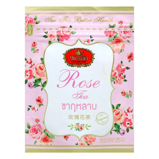 Cha Tra Mue - Oolong Thai Tea Powder Mixed Rose Petals, Bag type 25g. (5 x 5g. bags)